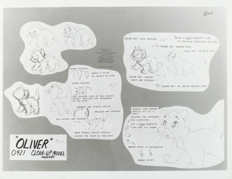 Oliver and Company Original Production Model Sheet: Oliver