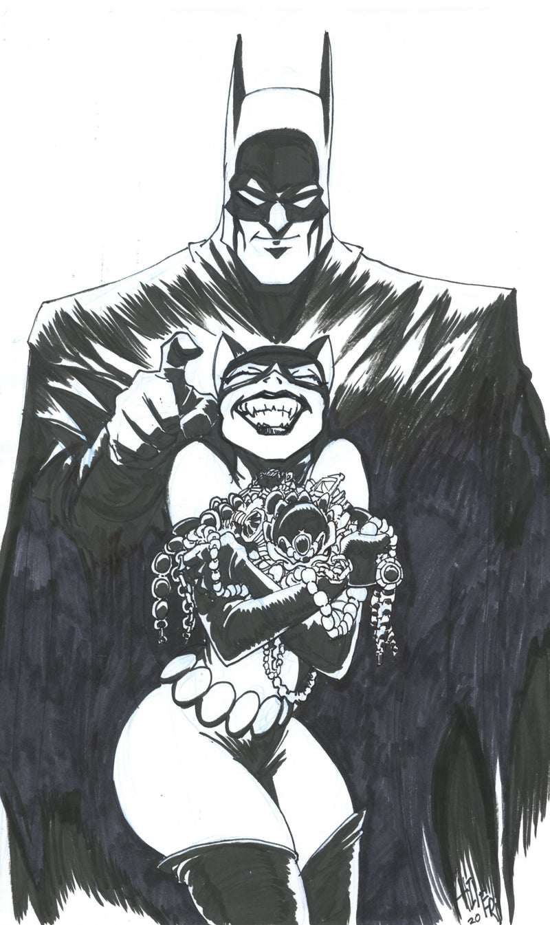 Kevin Altieri Signed Original Drawings: Batman and Catwoman