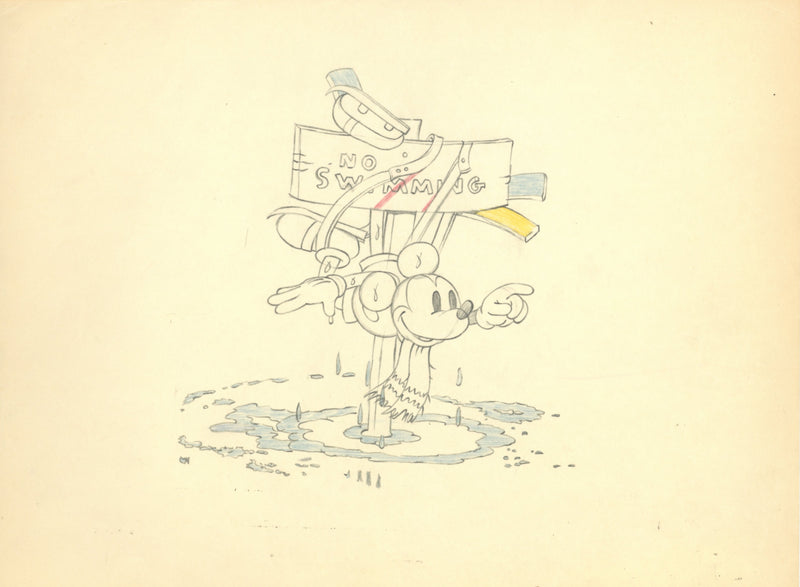 On Ice Original Production Drawing: Mickey Mouse (Framed)