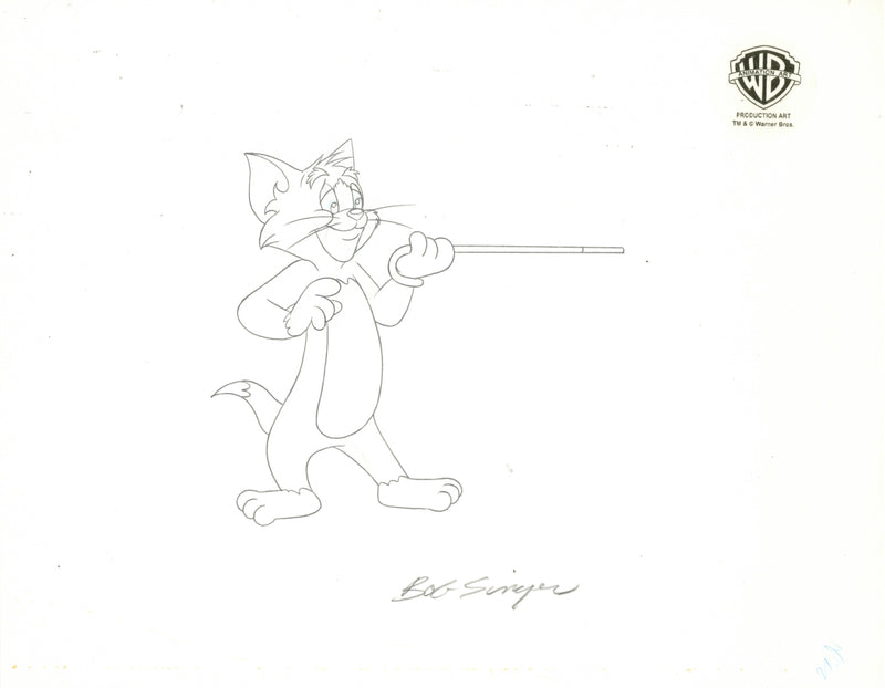 Tom And Jerry The Movie Original Production Cel with Matching Drawing Signed by Bob Singer: Tom