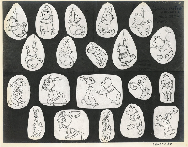Winnie the Pooh and the Honey Tree Original Stat Model Sheet: Pooh and Rabbit