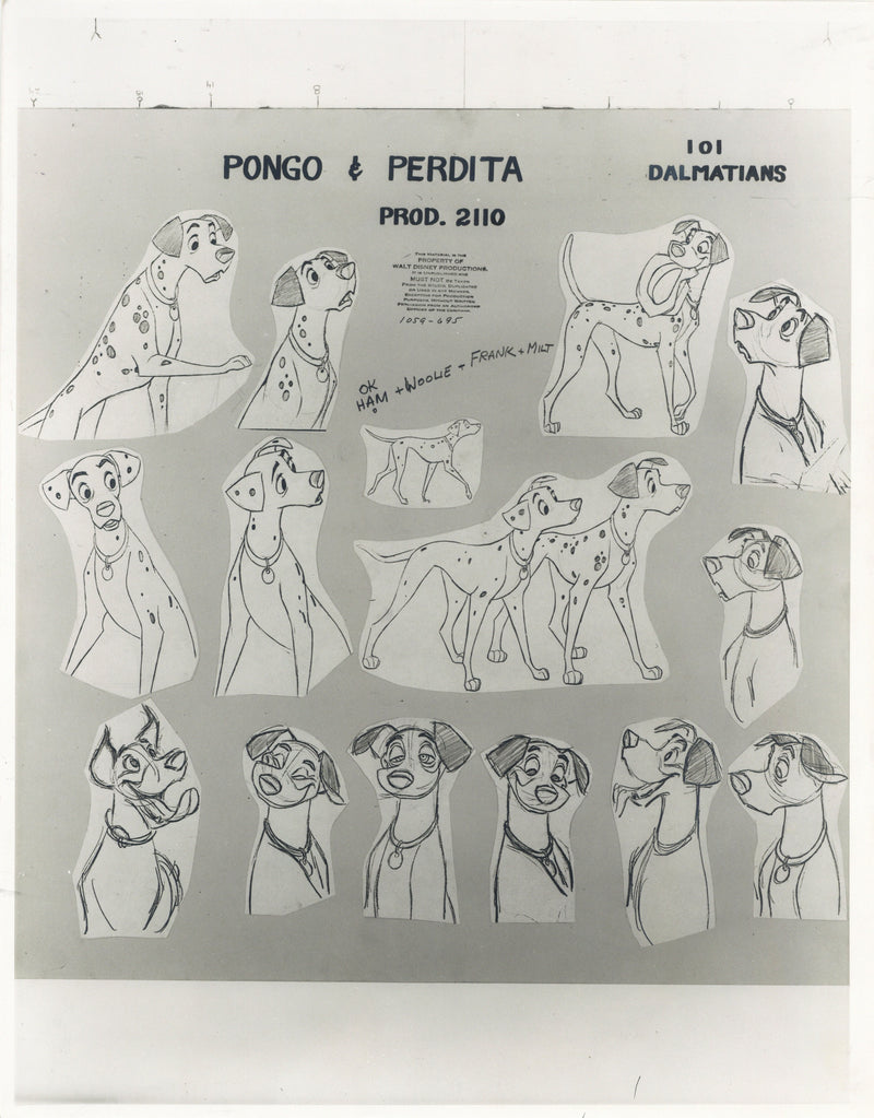 101 Dalmatians Original Stat Model Sheet: Pongo and Perdita