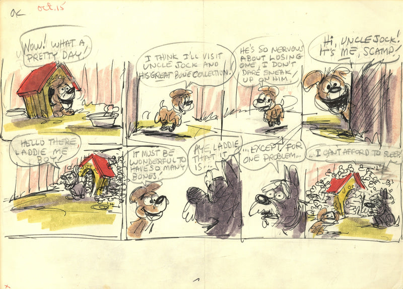 Scamp (1978) Original Sunday Comic Strip Drawing and Proof