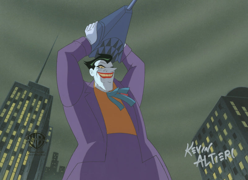 Batman: Mask of the Phantasm Original Production Cel with Matching Drawing Signed by Kevin Altieri: Joker