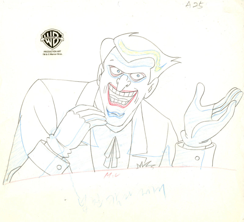 Batman The Animated Series Original Production Cel with Matching Drawing: Joker