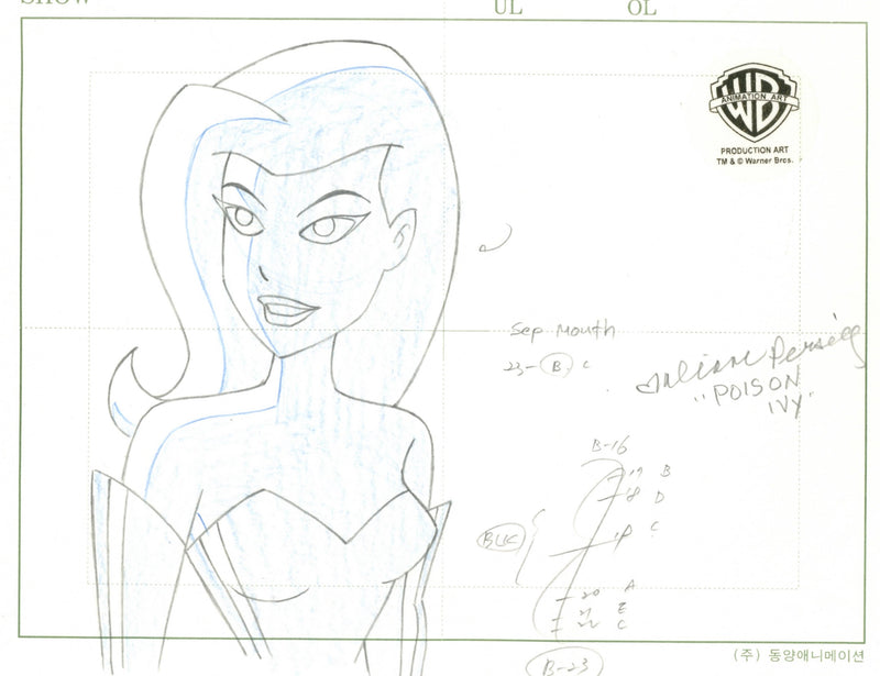 The New Batman Adventures Original Production Drawing Signed by Diane Pershing: Poison Ivy