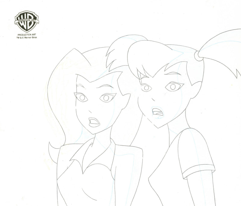 The New Batman Adventures Original Production Cel with Matching Drawing Signed by Diane Pershing: Ivy and Harley