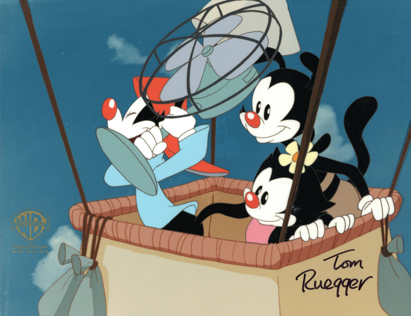 Animaniacs Original Production Cel Signed by Tom Ruegger: Wakko, Yakko, Dot