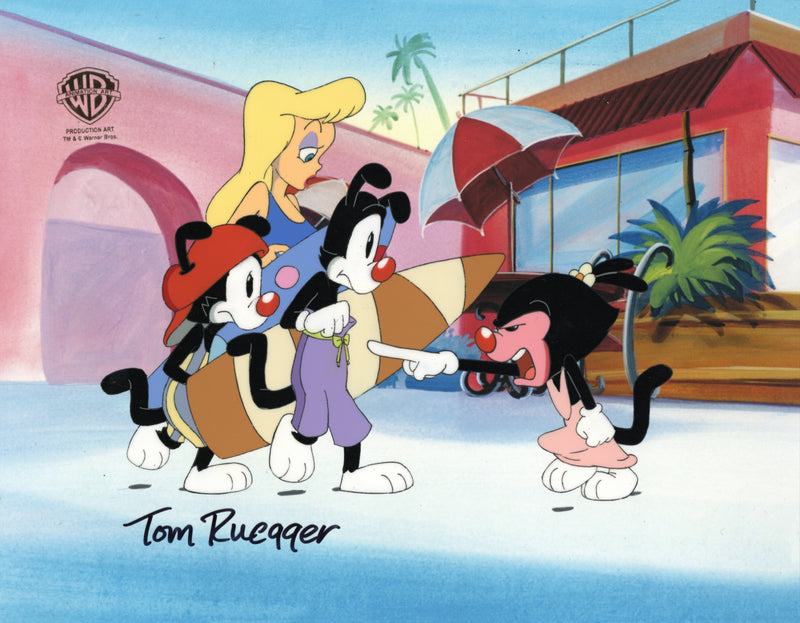 Animaniacs Original Production Cel with Matching Drawing: Nurse, Yakko, Wakko, Dot