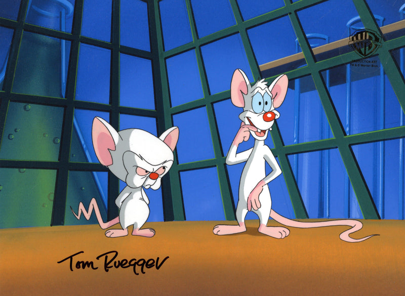 Pinky And The Brain Original Production Cel Signed by Tom Ruegger: Pinky, Brain