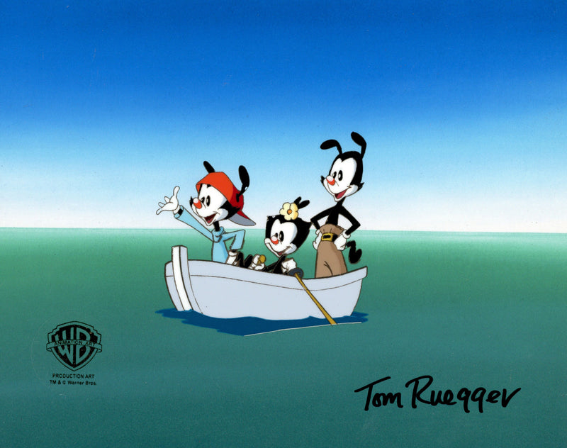 Animaniacs Original Production Cel Signed by Tom Ruegger: Yakko, Wakko, Dot