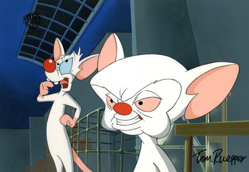 Pinky And The Brain Original Production Cel Signed by Tom Ruegger: Pinky, Brain