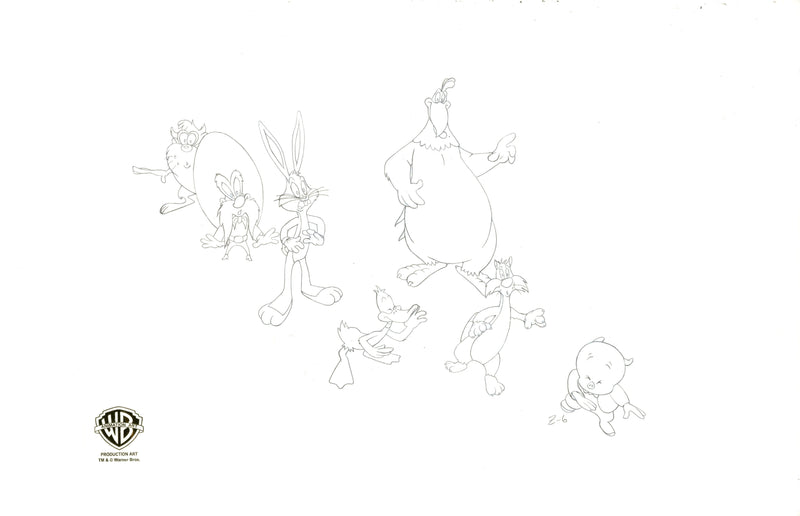 Space Jam Original Production Drawing: Space Jam Cast