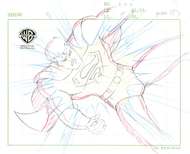 Superman the Animated Series Original Production Drawing: Superman