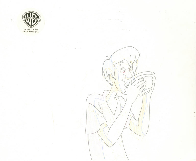 Scooby-Doo on Zombie Island Original Production Cel with Matching Drawings Signed by Bob Singer: Scooby and Shaggy