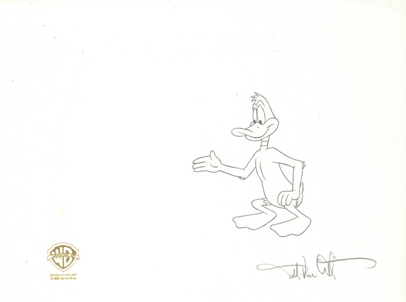 Looney Tunes Original Production Cel with Matching Drawings signed by Darrell Van Citters: Sylvester and Daffy