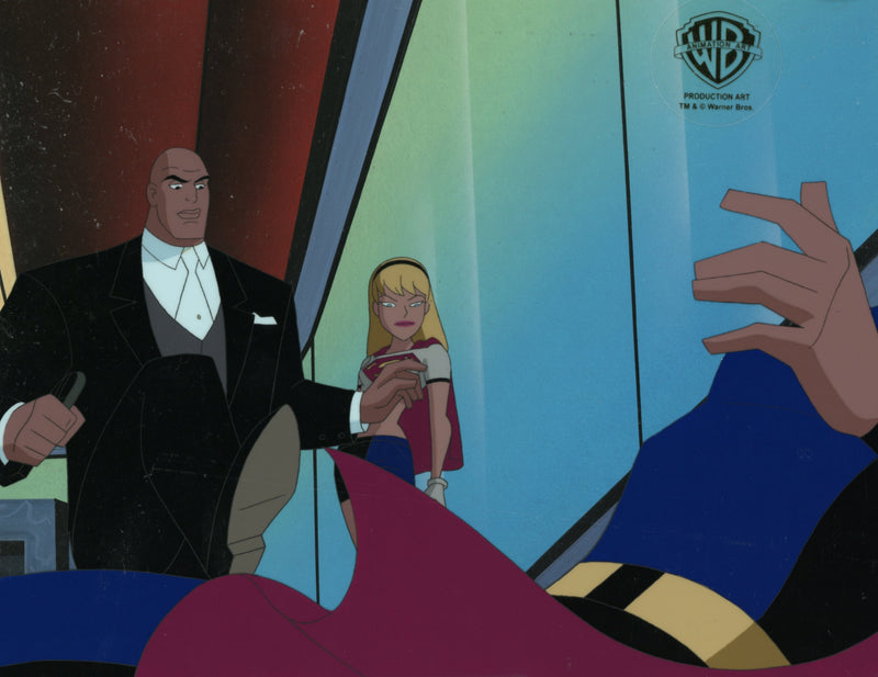 Superman the Animated Series Original Production Cel on Original Background: Lex Luthor, Supergirl