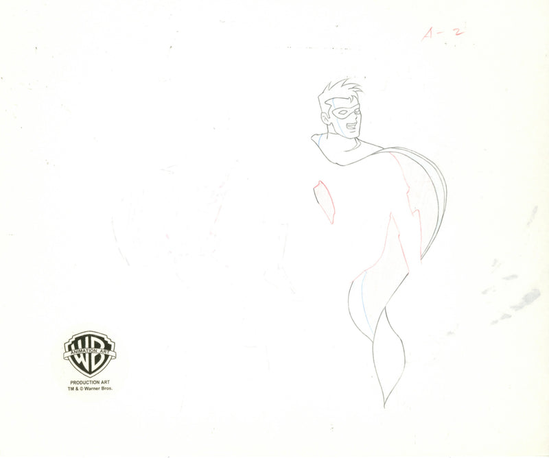 Batman The Animated Series Original Production Cel with Matching Drawing: Robin