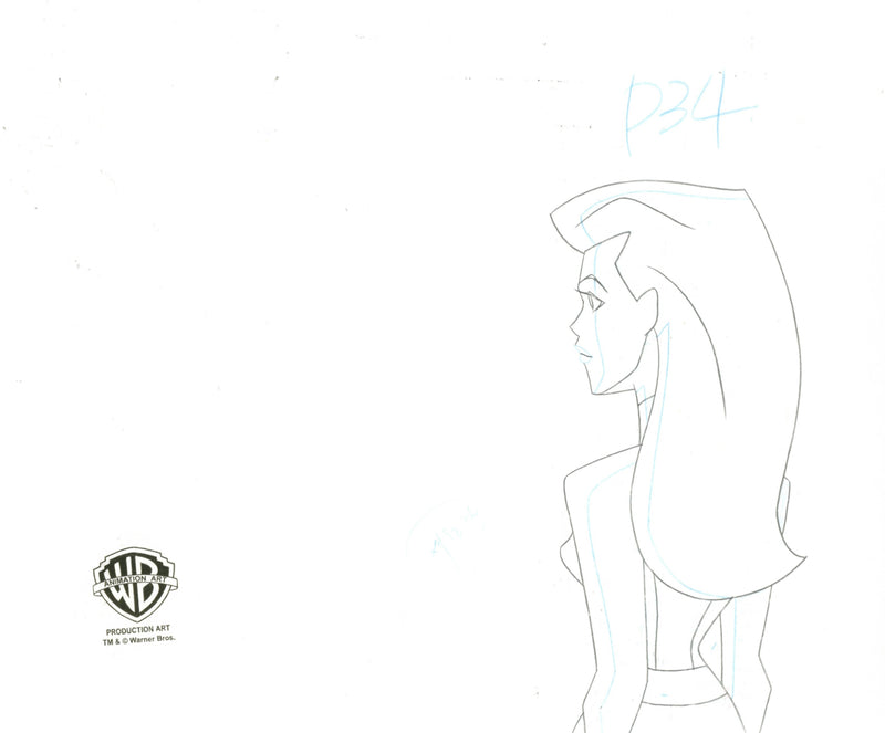 Superman The Animated Series Original Production Cel on Original Background with Matching Drawings: Saturn Girl