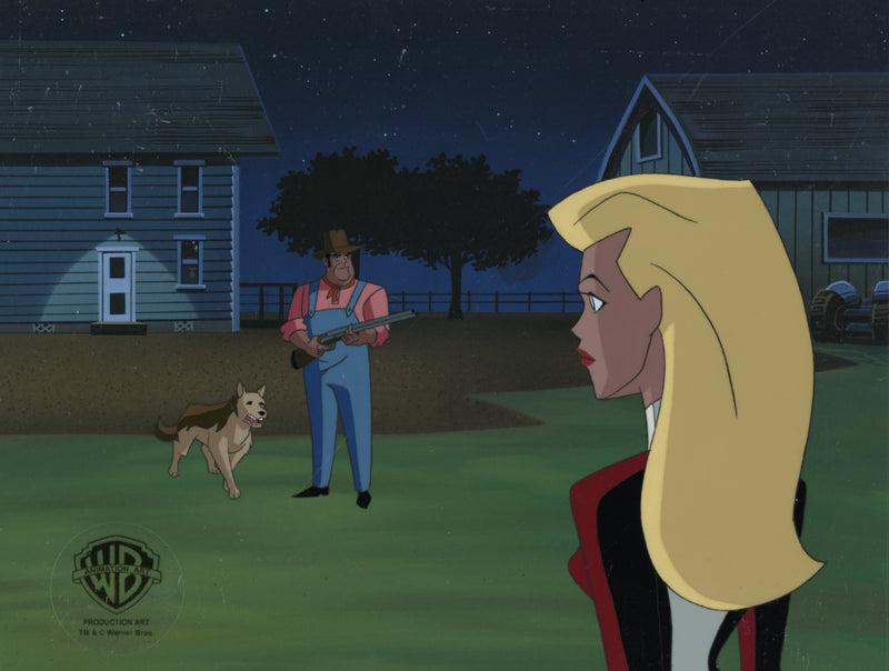 Superman The Animated Series Original Production Cel on Original Background with Matching Drawings: Saturn Girl