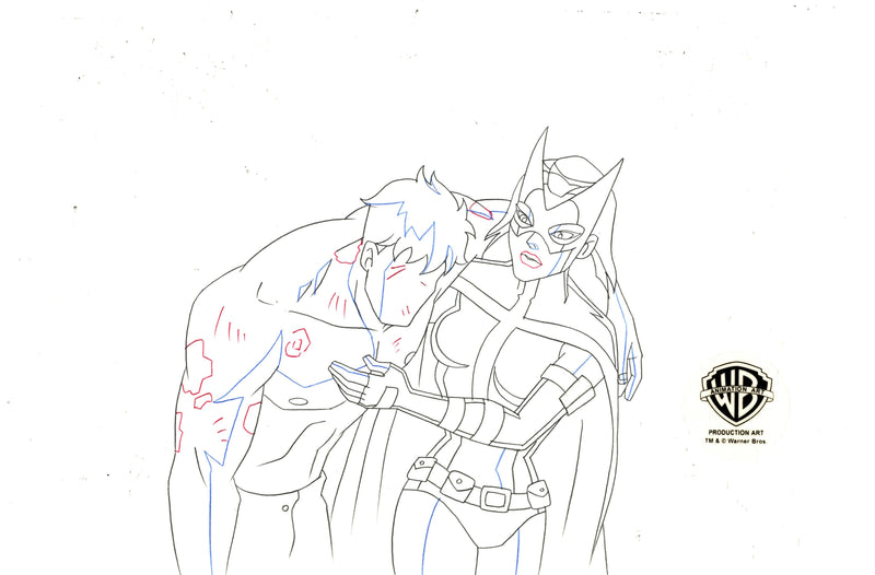 Justice League Unlimited Original Production Drawing: The Question and Huntress