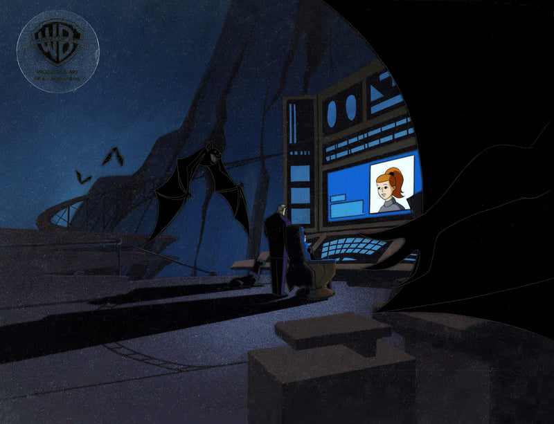 Batman Beyond Original Production Cel on Original Background with Matching Drawings: Bruce, Terry, Ace