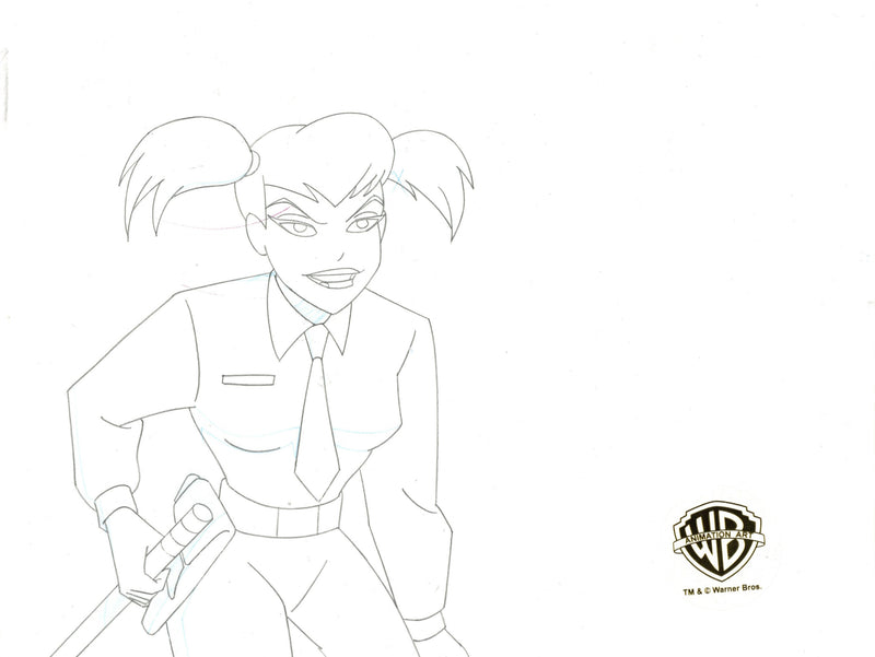 The New Batman Adventures Original Production Cel on Original Background with Matching Drawing: Harley, Joker