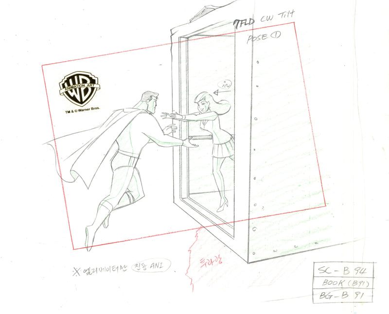 Superman The Animated Series Original Production Drawing: Superman, Lois