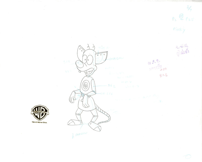 Pinky And The Brain Original Production Cel with Matching Drawings: 3-PinkEO, Brain2-Me2