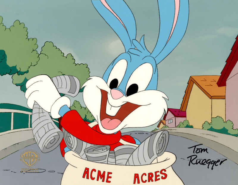 Tiny Toon Adventures Original Production Cel Signed by Tom Ruegger: Buster Bunny