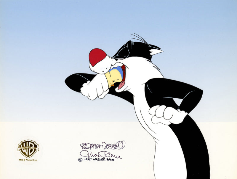 Father of the Bird Original Production Cel Signed Chuck Jones, Stephen Fossati: Sylvester, Bird