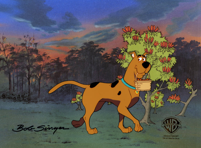 Scooby-Doo on Zombie Island Original Production Cel and Drawing Signed by Bob Singer: Scooby