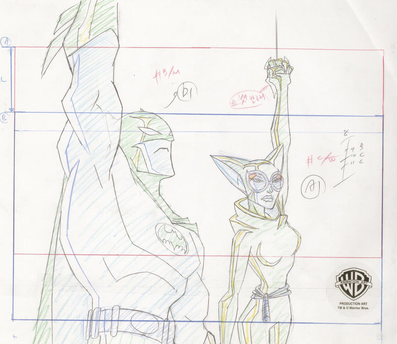 The Batman Original Production Drawing: Batman and Catwoman