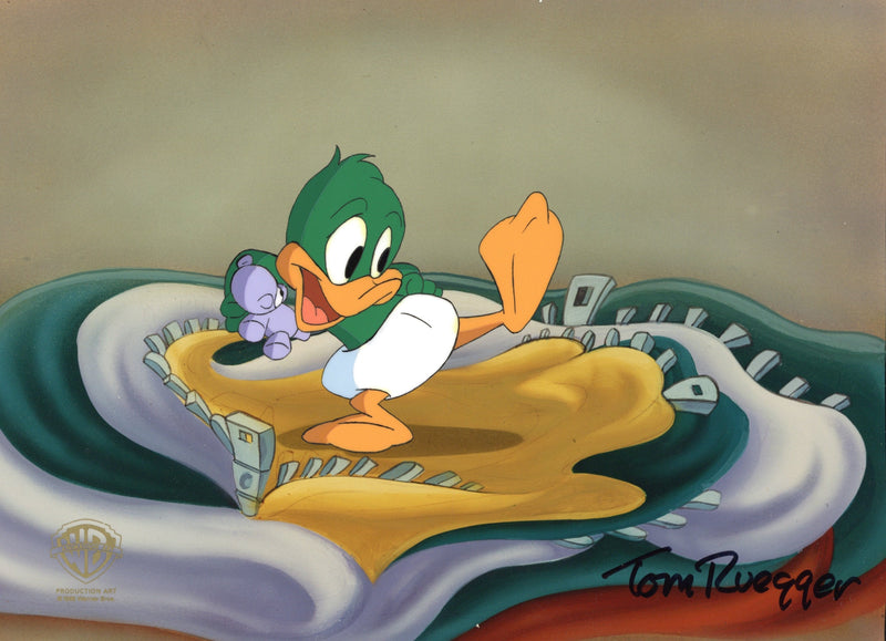 Tiny Toon Adventures Original Production Cel Signed by Tom Ruegger: Plucky Duck