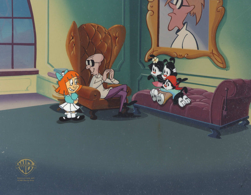 Animaniacs Original Production Cel: Dr. Scratchansniff, Elmyra, Yakko, Wakko, and Dot - Choice Fine Art