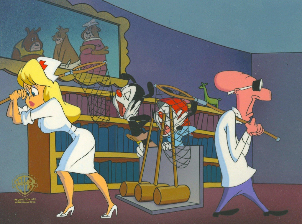 Animaniacs Original Production Cel: Nurse, Yakko, Wakko, and Dr. Scratchansniff - Choice Fine Art