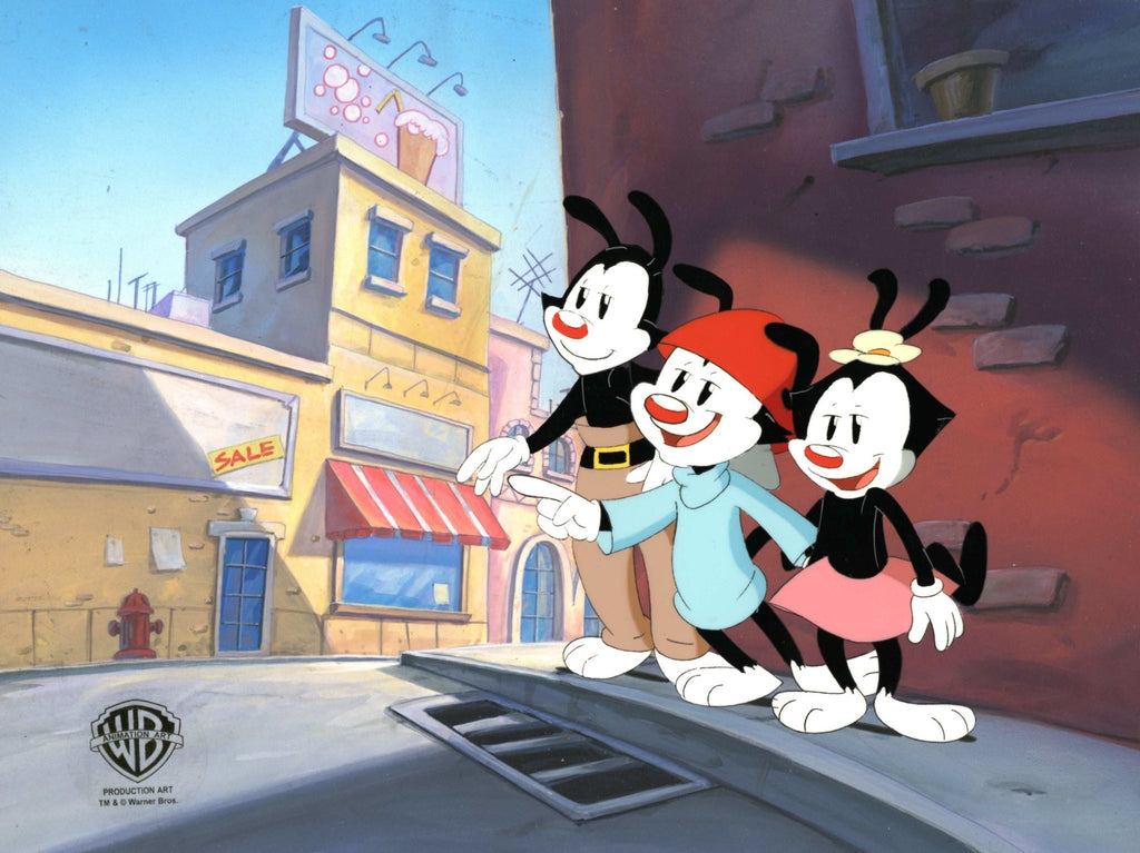 Animaniacs Original Production Cel on Original Background: Yakko, Wakko, and Dot - Choice Fine Art