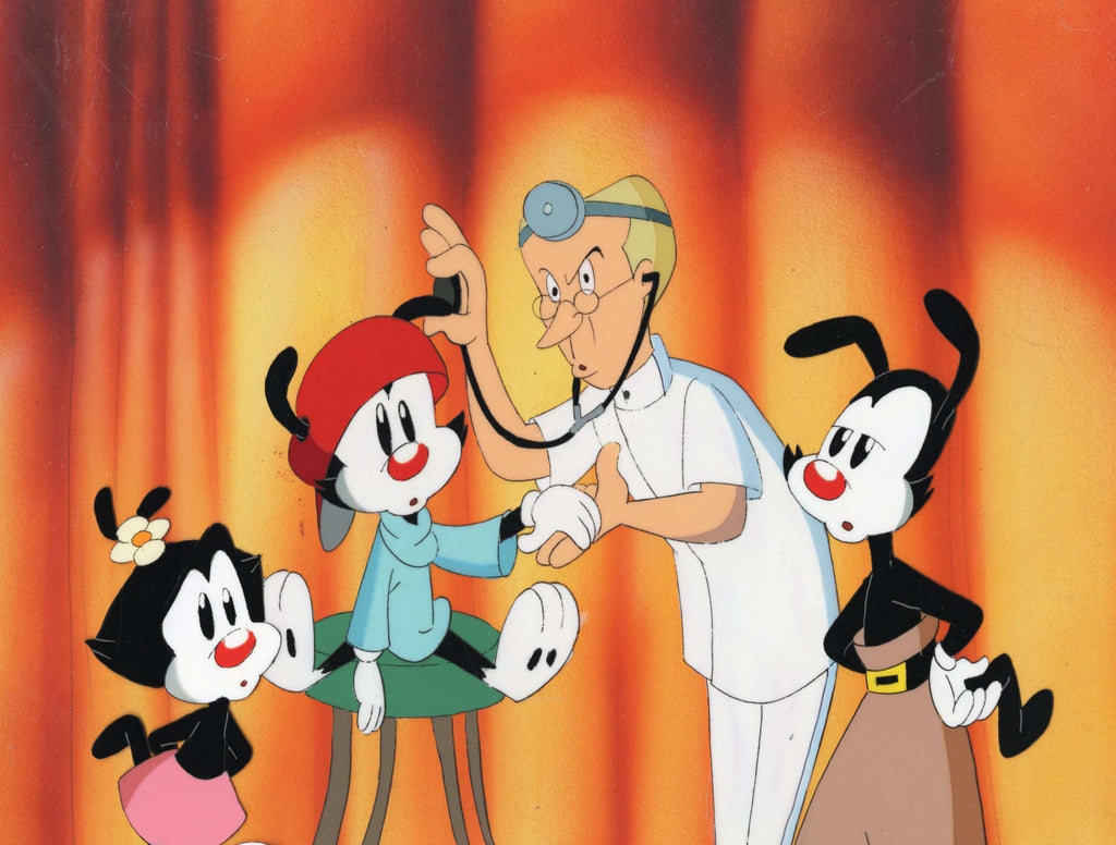 Animaniacs Original Production Cel on Original Hand-Painted Background: Yakko, Wakko, Dot - Choice Fine Art