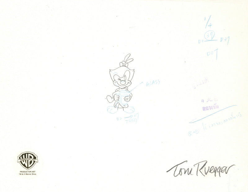 Animaniacs Original Production Cel with Matching Drawing Signed by Tom Ruegger: Animaniacs Cast - Choice Fine Art