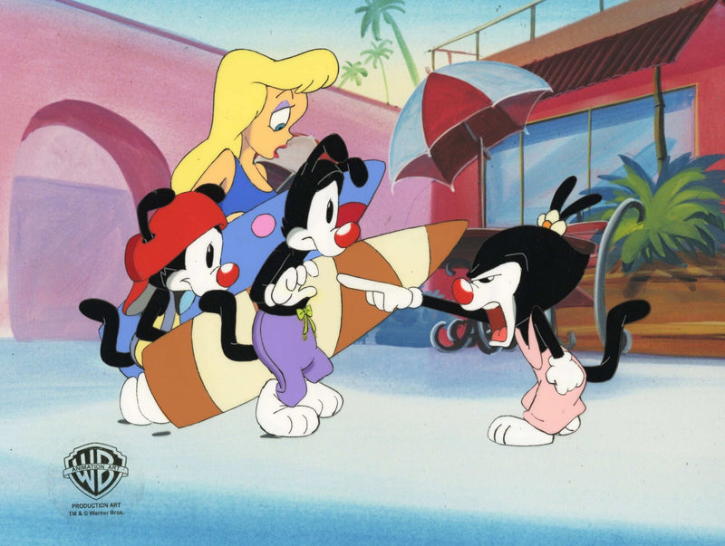 Animaniacs Original Production Cel with Matching Drawing: Yakko, Wakko,Dot and Nurse - Choice Fine Art