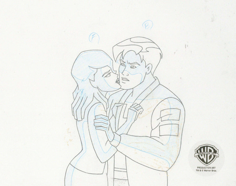 Batman Beyond Original Production Cel with Matching Drawing: Terry McGinnis and Melanie Walker - Choice Fine Art