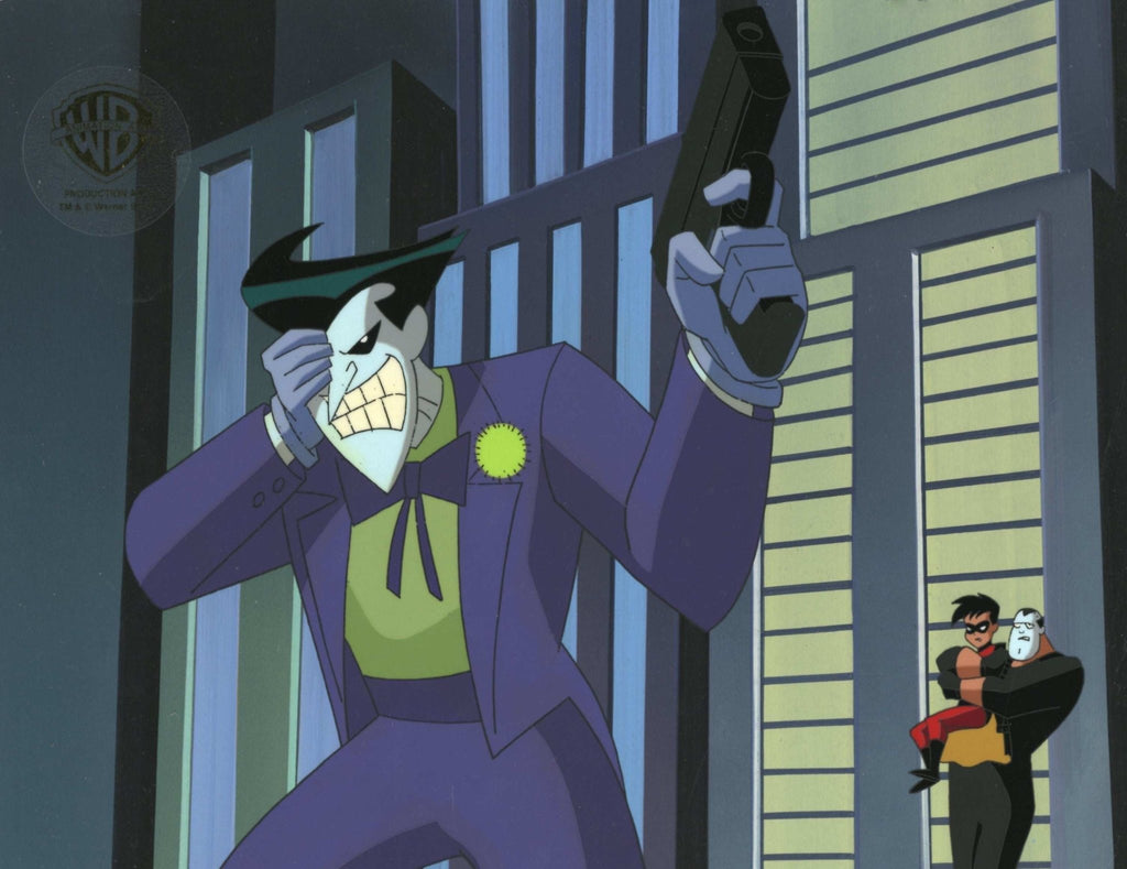 Batman The Animated Series Original Production Cel on Original Hand Painted Background With Matching Production Drawing: Joker - Choice Fine Art