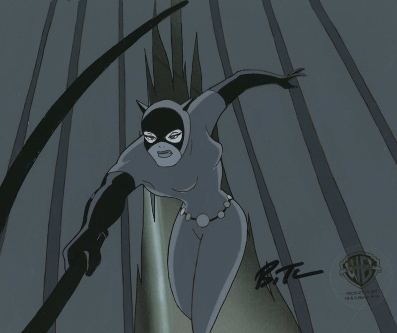 Batman The Animated Series Original Production Cel with Matching Drawing Signed by Bruce Timm: Catwoman - Choice Fine Art