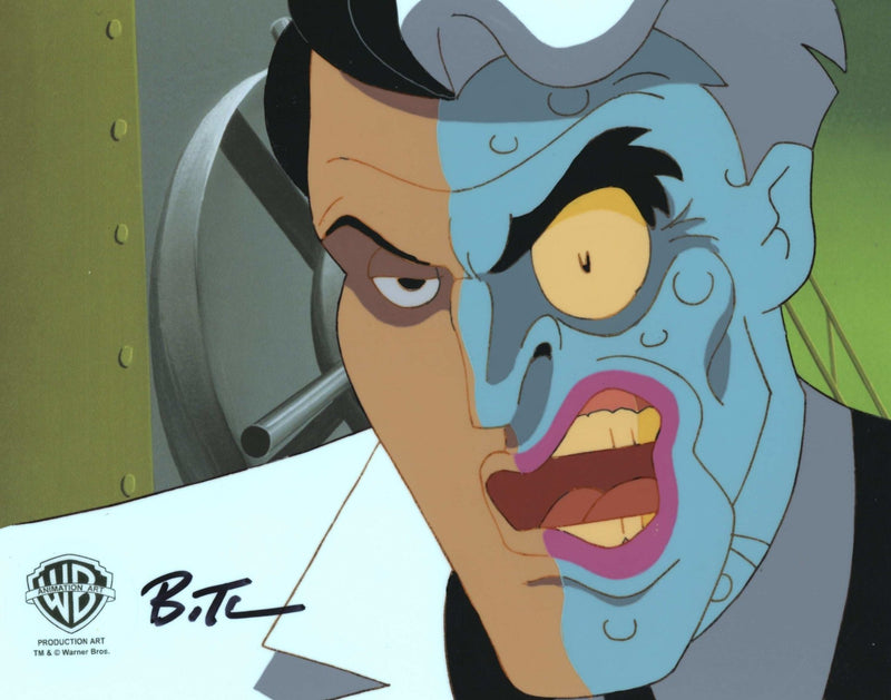 Batman The Animated Series Original Production Cel with Matching Drawing Signed by Bruce Timm: Two-Face - Choice Fine Art