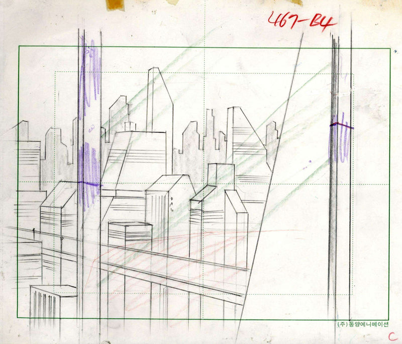 Batman Beyond Original Production Background With Matching Drawing - Choice Fine Art