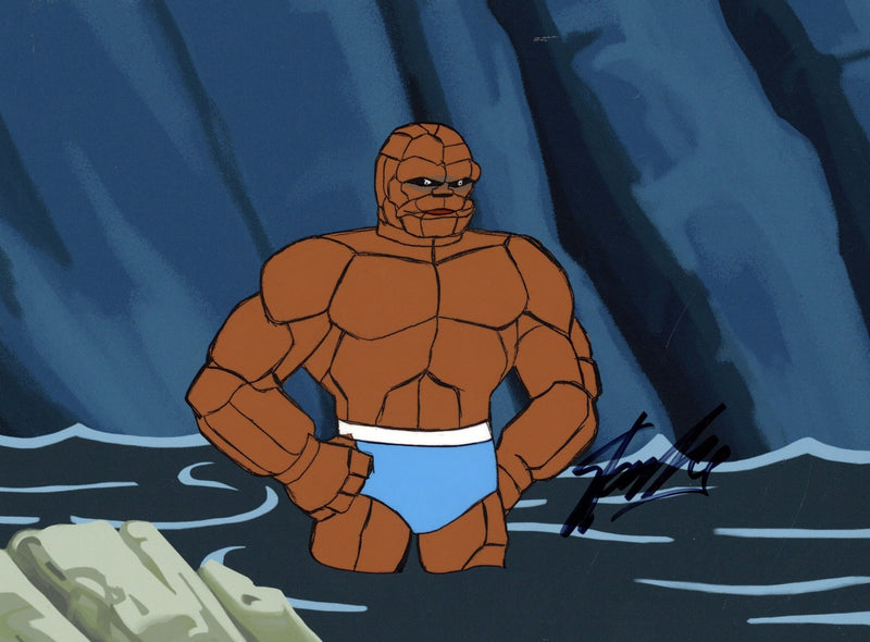 Fantastic Four Original Production Cel and Matching Drawing Signed by Stan Lee: The Thing - Choice Fine Art