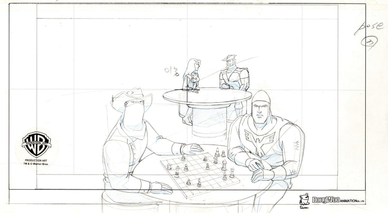 Justice League Original Production Drawing: Black Canary, Green Arrow, Vigilante, and Shining Knight - Choice Fine Art