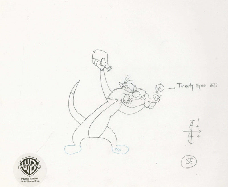 Looney Tunes Original Production Drawing: Sylvester and Tweety - Choice Fine Art