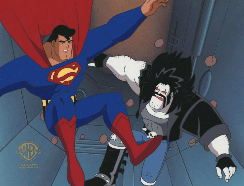 Superman the Animated Series Original Production Cel on Original Background: Superman and Lobo - Choice Fine Art