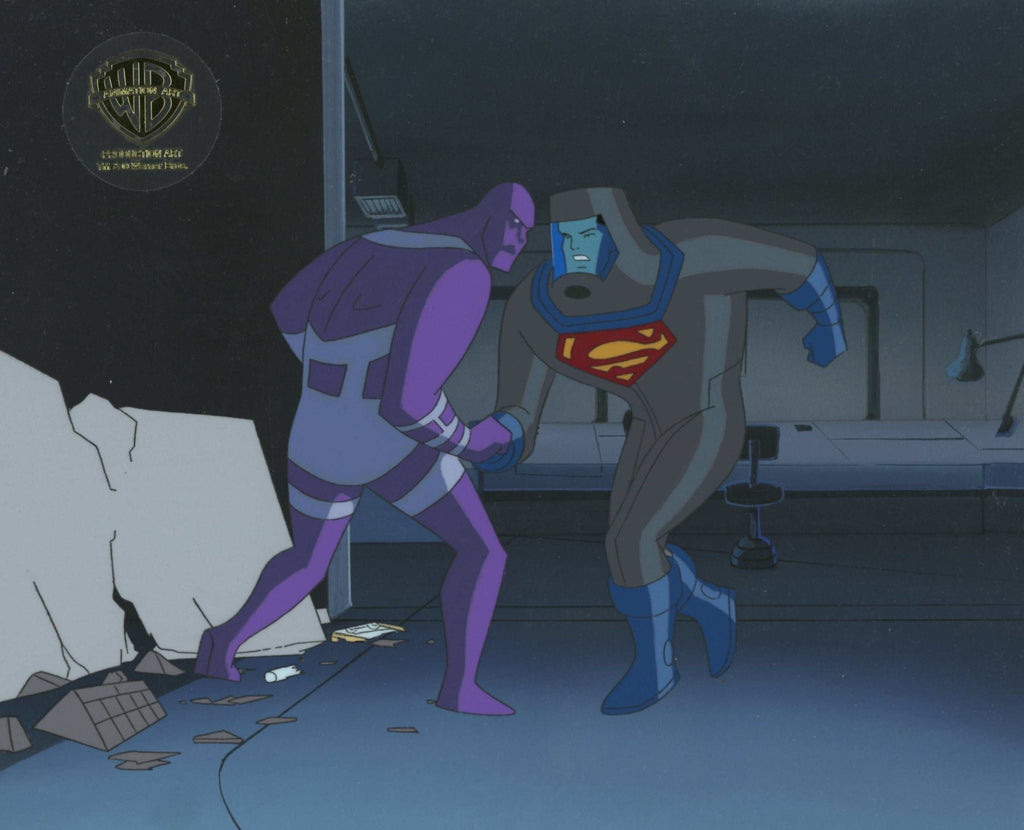 Superman the Animated Series Original Production Cel on Original Background: Superman and Parasite - Choice Fine Art